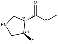 3-Pyrrolidinecarboxylic acid, 4-fluoro-, methyl ester, (3R,4R)-rel- Struktur