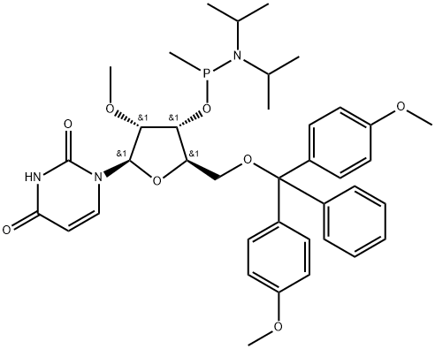 5’-O-DMTr-2’-OMeU-methyl phosphonamidite Struktur