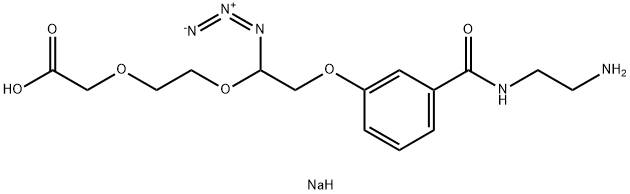 2-[2-[2-[3-[[(2-Aminoethyl)amino]carbonyl]phenoxy]-1-azidoethoxy]ethoxy]-acetic acid, sodium salt Struktur