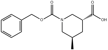 (3R,5R)-1-benzyloxycarbonyl-5-methyl-piperidine-3-carboxylic acid Struktur