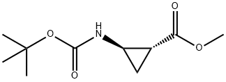 Cyclopropanecarboxylic acid, 2-[[(1,1-dimethylethoxy)carbonyl]amino]-, methyl ester, (1R,2R)- Struktur