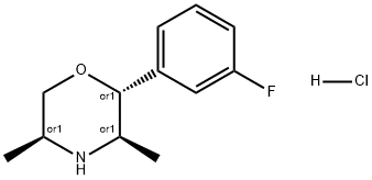 Morpholine, 2-(3-fluorophenyl)-3,5-dimethyl-, hydrochloride (1:1), (2R,3R,5S)-rel- Struktur