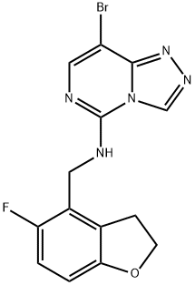 1,2,4-Triazolo[4,3-c]pyrimidin-5-amine, 8-bromo-N-[(5-fluoro-2,3-dihydro-4-benzofuranyl)methyl]- Struktur