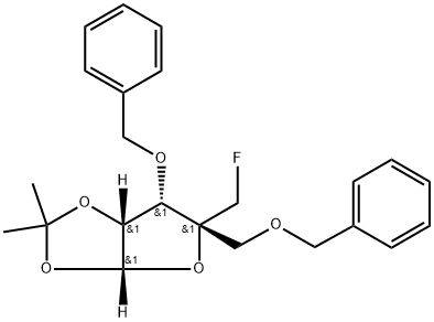 (3aR,5R,6S,6aR)-6-(benzyloxy)-5-((benzyloxy)methyl)-5-(fluoromethyl)-2,2-dimethyltetrahydrofuro[2,3-d][1,3]dioxole Struktur