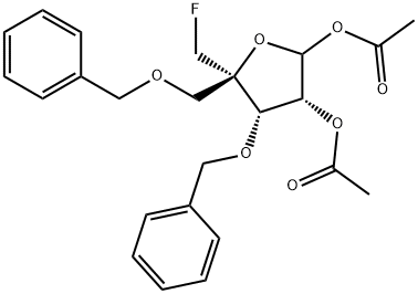 D-Ribofuranose, 4-C-(fluoromethyl)-3,5-bis-O-(phenylmethyl)-, 1,2-diacetate Struktur