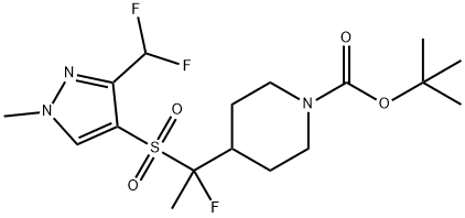 1-Piperidinecarboxylic acid, 4-[1-[[3-(difluoromethyl)-1-methyl-1H-pyrazol-4-yl]sulfonyl]-1-fluoroethyl]-, 1,1-dimethylethyl ester Struktur