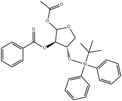 1-OAcetyl-2-O-benzoyl-3-O-tert-butyldiphenylsilyl-L-threofuranose Struktur