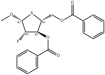 Methyl 2-deoxy-3,5-di-O-benzoyl-2-fluoro-4-thio-beta-D-arabinopentofuranoside Struktur