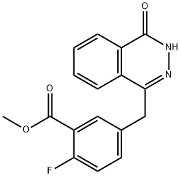 Benzoic acid, 5-[(3,4-dihydro-4-oxo-1-phthalazinyl)methyl]-2-fluoro-, methyl ester Struktur