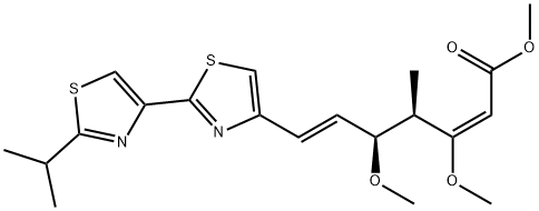 2,6-Heptadienoic acid, 3,5-dimethoxy-4-methyl-7-[2'-(1-methylethyl)[2,4'-bithiazol]-4-yl]-, methyl ester, (2E,4R,5S,6E)- Struktur