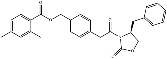 Benzoic acid, 2,4-dimethyl-, [4-[2-oxo-2-[(4S)-2-oxo-4-(phenylmethyl)-3-oxazolidinyl]ethyl]phenyl]methyl ester Struktur