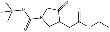 3-Pyrrolidineacetic acid, 1-[(1,1-dimethylethoxy)carbonyl]-4-oxo-, ethyl ester Struktur