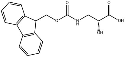 Propanoic acid, 3-[[(9H-fluoren-9-ylmethoxy)carbonyl]amino]-2-hydroxy-, (2R)- Struktur