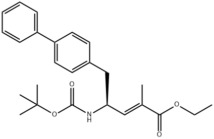 2-Pentenoic acid, 5-[1,1'-biphenyl]-4-yl-4-[[(1,1-dimethylethoxy)carbonyl]amino]-2-methyl-, ethyl ester, (2E,4S)- Struktur