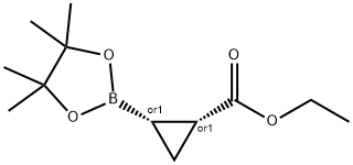 Cyclopropanecarboxylic acid, 2-(4,4,5,5-tetramethyl-1,3,2-dioxaborolan-2-yl)-, ethyl ester, (1R,2S)-rel- Struktur