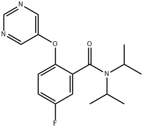 5-fluoro--N,N-diisopropyl-2-（pyrimidin-5-yloxy）benzamide Struktur