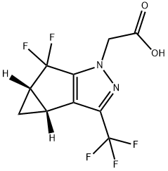 1H-Cyclopropa[3,4]cyclopenta[1,2-c]pyrazole-1-acetic acid, 5,5-difluoro-3b,4,4a,5-tetrahydro-3-(trifluoromethyl)-, (3bR,4aS)- Struktur