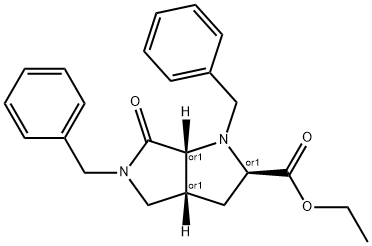 rel-Ethyl (2R,3aR,6aR)-1,5-dibenzyl-6-oxooctahydropyrrolo[3,4-b]pyrrole-2-carboxylate Struktur