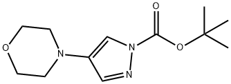 1H-Pyrazole-1-carboxylic acid, 4-(4-morpholinyl)-, 1,1-dimethylethyl ester Struktur