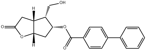 [1,1'-Biphenyl]-4-carboxylic acid, (3aR,4R,5R,6aS)-hexahydro-4-(hydroxymethyl)-2-oxo-2H-cyclopenta[b]furan-5-yl ester Struktur