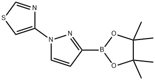 Thiazole, 4-[3-(4,4,5,5-tetramethyl-1,3,2-dioxaborolan-2-yl)-1H-pyrazol-1-yl]- Struktur