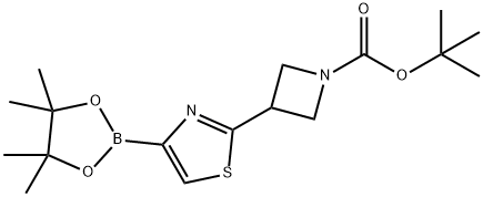 1-Azetidinecarboxylic acid, 3-[4-(4,4,5,5-tetramethyl-1,3,2-dioxaborolan-2-yl)-2-thiazolyl]-, 1,1-dimethylethyl ester Struktur