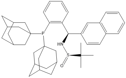 S(R)]-N-[(R)-[2-(Diadamantanphosphino)phenyl](2-naphthalenyl)methyl]-2-methyl-2-propanesulfinamide Struktur