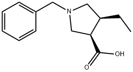 3-Pyrrolidinecarboxylic acid, 4-ethyl-1-(phenylmethyl)-, (3R,4S)- Struktur