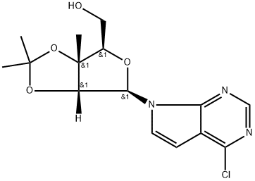 ((3aR,4R,6R,6aR)-6-(4-Chloro-7H-pyrrolo[2,3-d]pyrimidin-7-yl)-2,2,3a-trimethyltetrahydrofuro[3,4-d][1,3]dioxol-4-yl)methanol Struktur