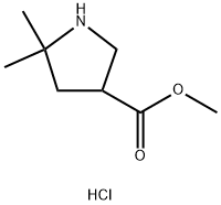 3-Pyrrolidinecarboxylic acid, 5,5-dimethyl-, methyl ester, hydrochloride (1:1) Struktur