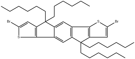 2,7-dibromo-4,4,9,9-tetrahexyl-4,9-dihydro-s-indaceno[1,2-b:5,6-b']dithiophene Struktur