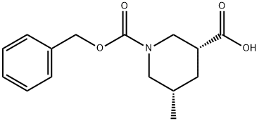 (3R,5S)-1-benzyloxycarbonyl-5-methyl-piperidine-3-carboxylic acid Struktur