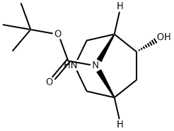 3,8-Diazabicyclo[3.2.1]octane-8-carboxylic acid, 6-hydroxy-, 1,1-dimethylethyl ester, (1R,5R,6R)- Struktur