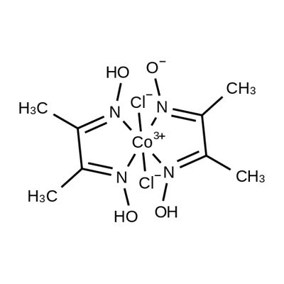 Cobalt, [[2,3-butanedione 2,3-di(oximato-κN)](1-)][2,3-butanedione 2,3-di(oxime-κN)]dichloro-, (OC-6-14)- Struktur