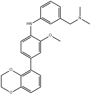 Benzenemethanamine, 3-[[4-(2,3-dihydro-1,4-benzodioxin-5-yl)-2-methoxyphenyl]amino]-N,N-dimethyl- Struktur