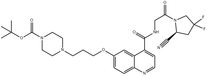 (S)-6-[3-(4-Boc-1-哌嗪基)丙氧基]-N-[2-(2-氰基-4,4-二氟-1-吡咯烷基)-2-氧代乙基]喹啉-4-甲酰胺, 2374782-82-6, 結(jié)構(gòu)式