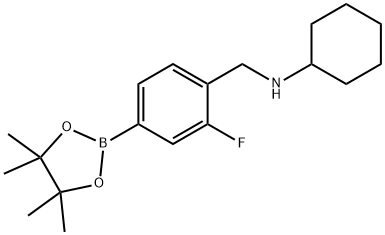 4-(Cyclohexylaminomethyl)-3-fluorophenylboronic acid pinacol ester Struktur