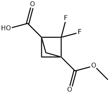 Bicyclo[1.1.1]pentane-1,3-dicarboxylic acid, 2,2-difluoro-, 1-methyl ester Struktur