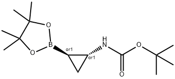 trans-tert-butyl-2-(4,4,5,5-tetramethyl-1,3,2-dioxaborolan-2-yl)cyclopropyl)carbamate hydrochloride Struktur