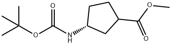 Cyclopentanecarboxylicacid,3-[[(1,1-dimethylethoxy)carbonyl]amino]-,methylester,(3R)- Struktur