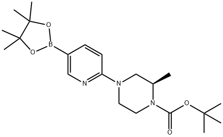 1-Piperazinecarboxylic acid, 2-methyl-4-[5-(4,4,5,5-tetramethyl-1,3,2-dioxaborolan-2-yl)-2-pyridinyl]-, 1,1-dimethylethyl ester, (2R)- Struktur