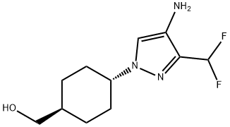 Cyclohexanemethanol, 4-[4-amino-3-(difluoromethyl)-1H-pyrazol-1-yl]-, trans- Struktur