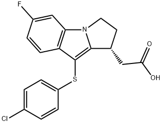 1H-Pyrrolo[1,2-a]indole-1-acetic acid, 9-[(4-chlorophenyl)thio]-6-fluoro-2,3-dihydro-, (1R)- Struktur