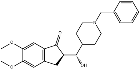 1H-Inden-1-one, 2,3-dihydro-2-[(S)-hydroxy[1-(phenylmethyl)-4-piperidinyl]methyl]-5,6-dimethoxy-, (2R)- Struktur