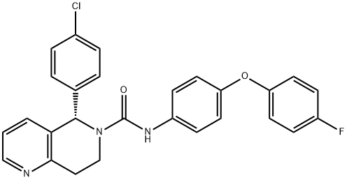 1,6-Naphthyridine-6(5H)-carboxamide, 5-(4-chlorophenyl)-N-[4-(4-fluorophenoxy)phenyl]-7,8-dihydro-, (5S)- Struktur