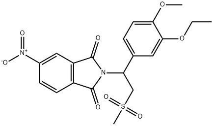 1H-Isoindole-1,3(2H)-dione, 2-[1-(3-ethoxy-4-methoxyphenyl)-2-(methylsulfonyl)ethyl]-5-nitro- Struktur