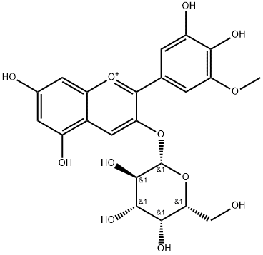 1-Benzopyrylium, 2-(3,4-dihydroxy-5-methoxyphenyl)-3-(β-D-galactopyranosyloxy)-5,7-dihydroxy- Struktur