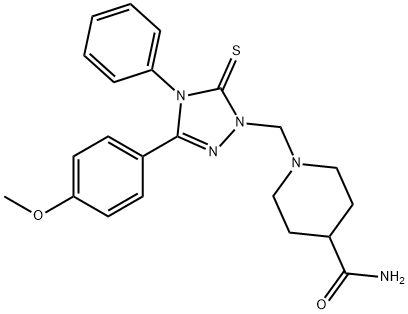 1-[[3-(4-methoxyphenyl)-4-phenyl-5-sulfanylidene-1,2,4-triazol-1-yl]methyl]piperidine-4-carboxamide Struktur