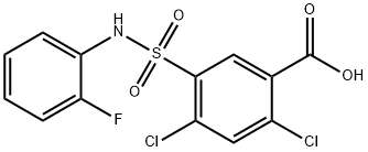 Benzoic acid, 2,4-dichloro-5-[[(2-fluorophenyl)amino]sulfonyl]- Struktur