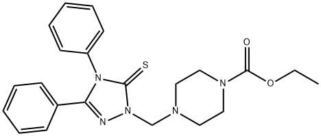 ethyl 4-[(3,4-diphenyl-5-sulfanylidene-1,2,4-triazol-1-yl)methyl]piperazine-1-carboxylate Struktur